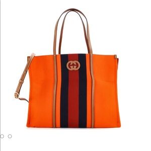 Gorgeous Orange Tote with stripe